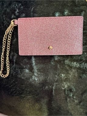 kate spade Pink Glitter Chain Wristlet Clutch